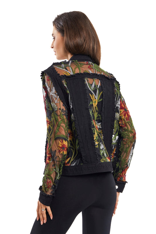 Black Denim Floral Jacket, REBELRY BOUTIQUE, Arvada, CO