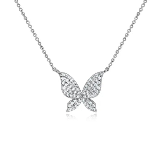 Cubic Zirconia Pave Butterfly Necklace