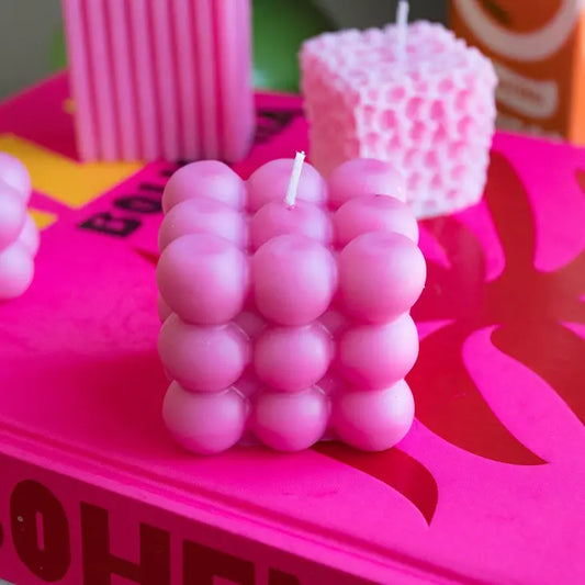 Pastel Pink Bubble Candle