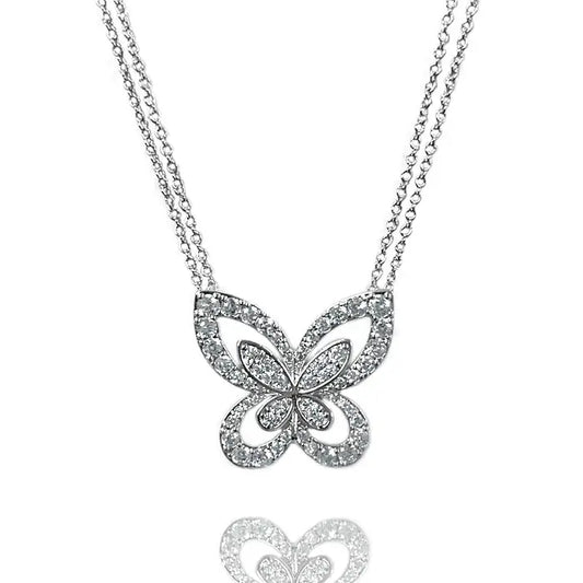 Pointed Wing Butterfly Pendant Necklace