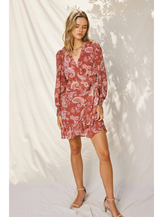 Rose Paisley Print Wrap Dress, REBELRY BOUTIQUE, Arvada, CO