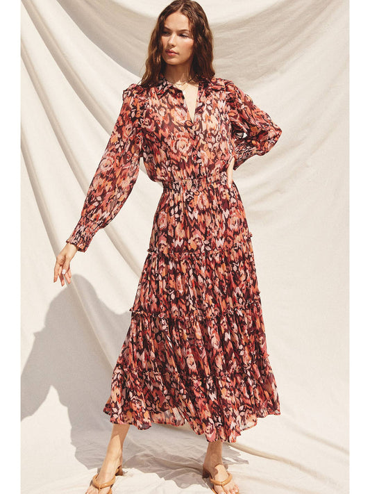 Floral Printed Long Sleeve Maxi Dress, REBELRY BOUTIQUE, Arvada, CO