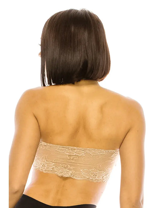 Nude Seamless Floral Lace Back Bra
