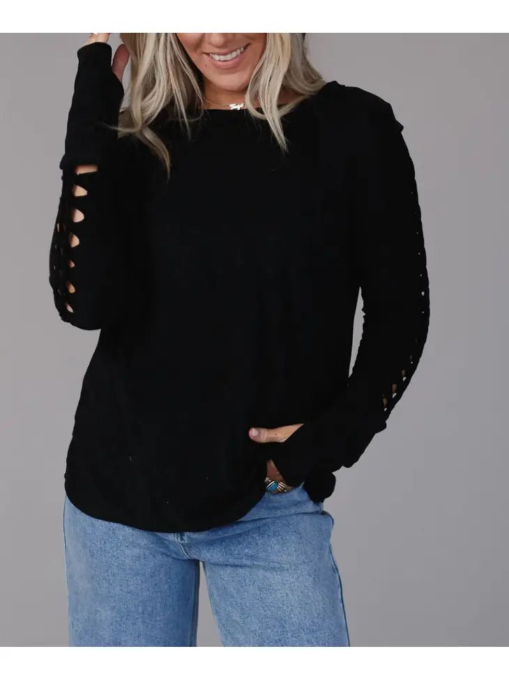 cutout sleeve top> REBELRY BOUTIQUE, Arvada, CO