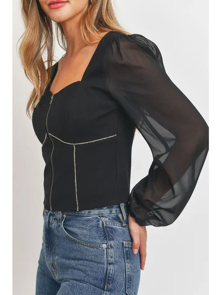 Womens Long Sleeve Corset Top, REBELRY BOUTIQUE, Arvada, CO