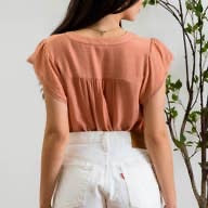 Dusty  Apricot Petal Sleeve Top, REBELRY BOUTIQUE, Arvada, CO