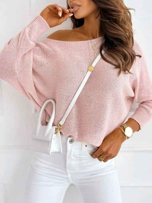 Pink  Ribbon Bow Dolman Sleeve Sweater