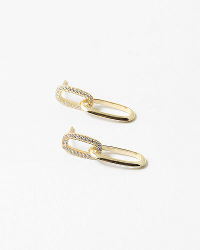 Gold And CZ Double Link Earring