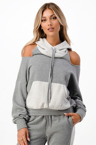 Grey Cold Shoulder Sweatshirt