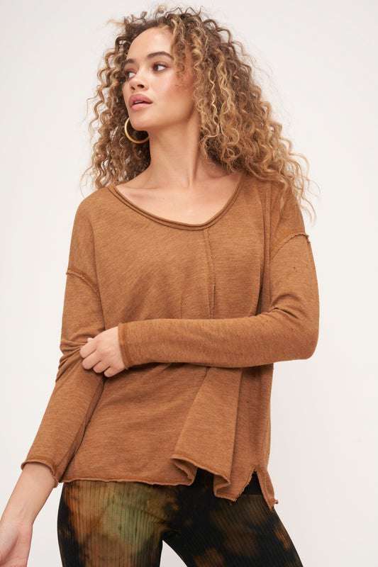 Get Up & Go Marled Long Sleeve Top