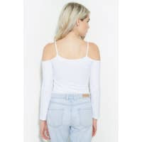 White Seamless Cold Shoulder Top