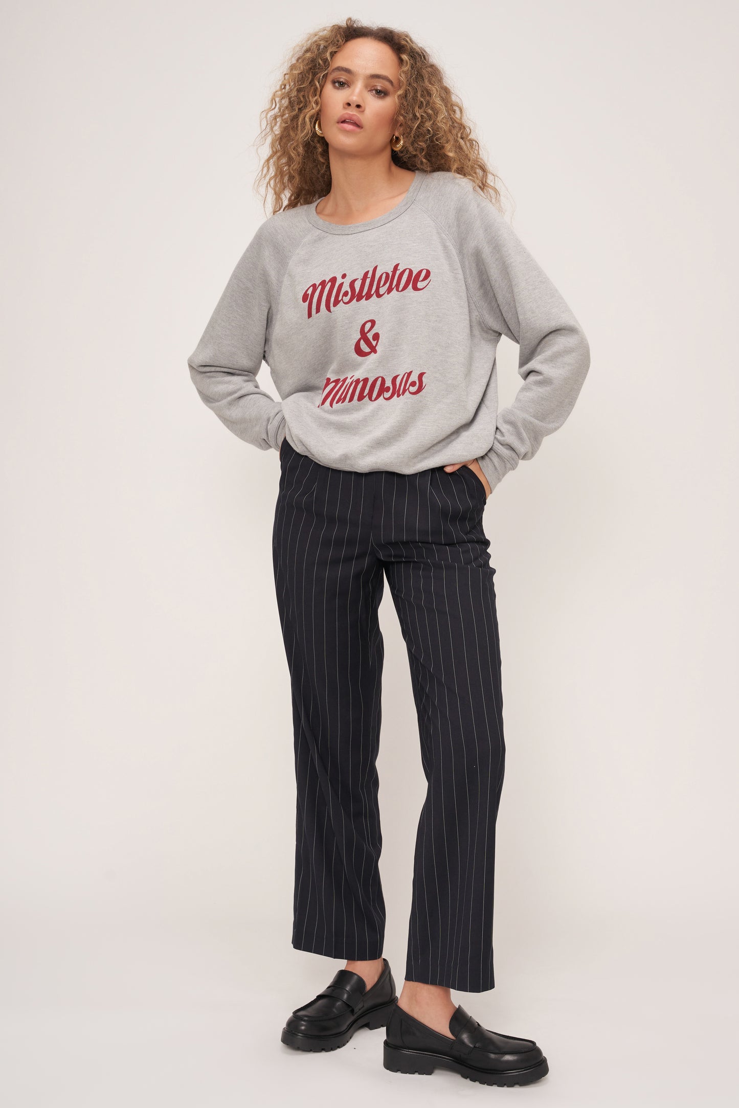 Heather Grey Mistletoe And Mimosas/Hot Cocoa Reversible Sweatshirt