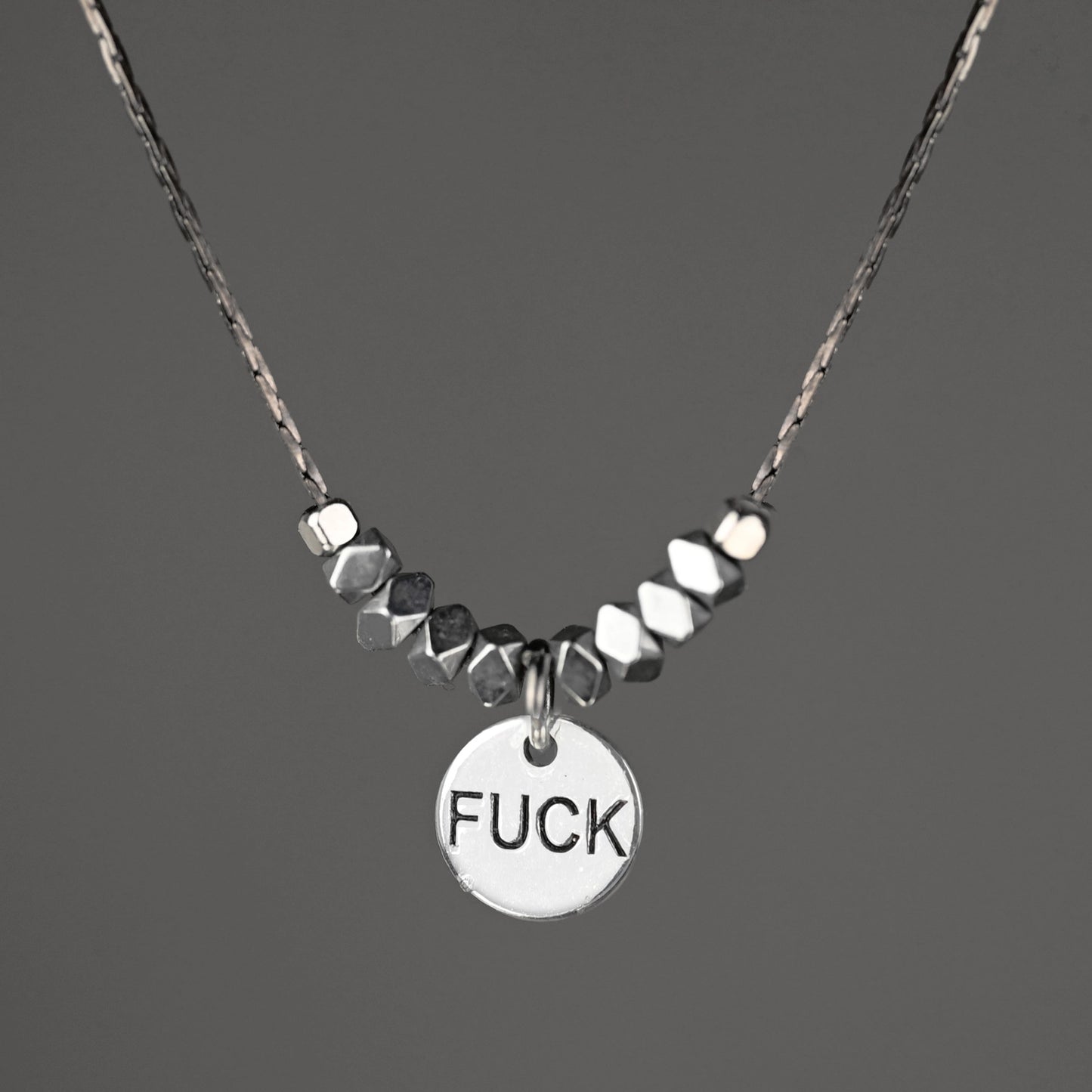 Delicate Beaded FUCK Necklace