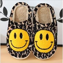 Leopard Print Smiley Slippers