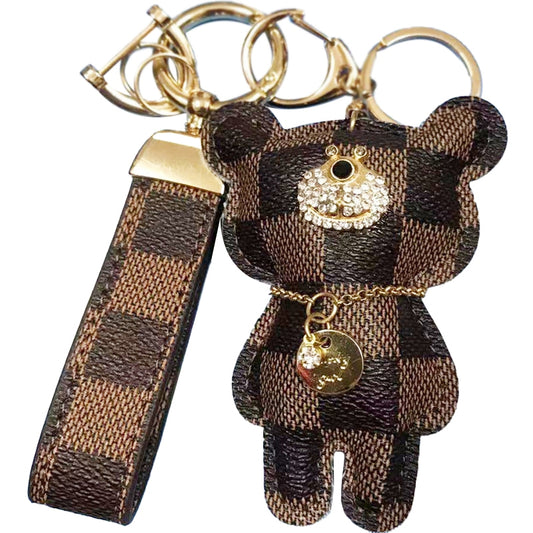 Checkered Bear Keychain