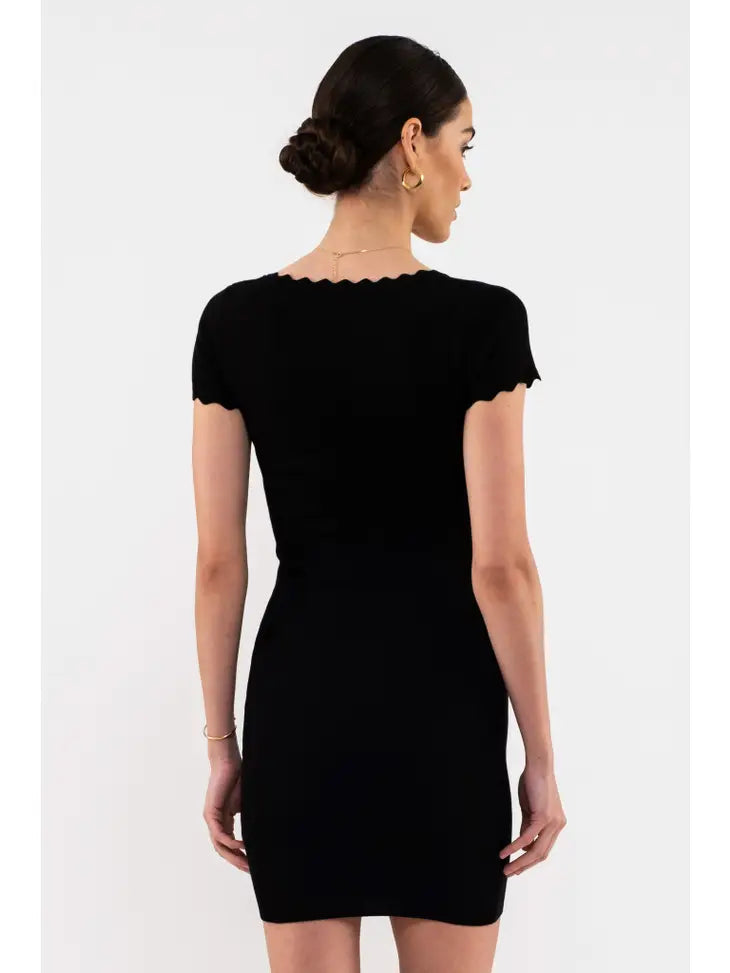 Black Short Sleeve Knit Dress, REBELRY BOUTIQUE