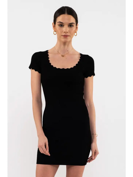 Black Short Sleeve Knit Dress, REBELRY BOUTIQUE