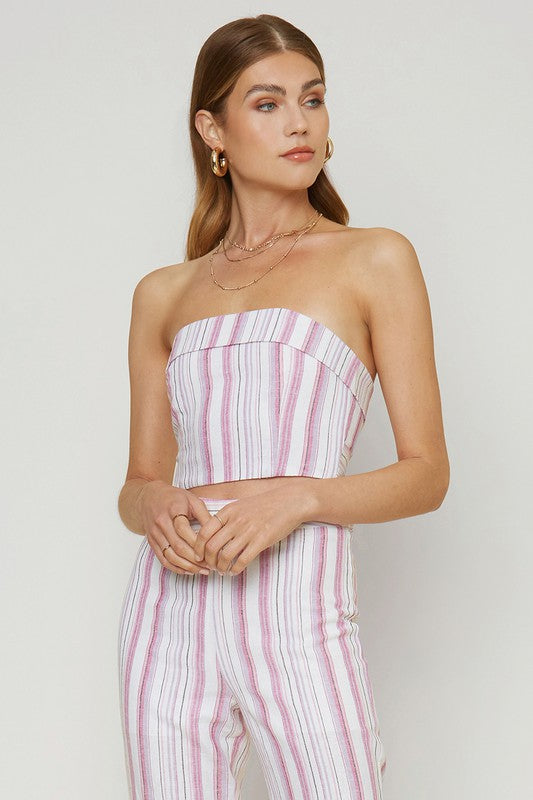 Striped Tube Top With Tie back
