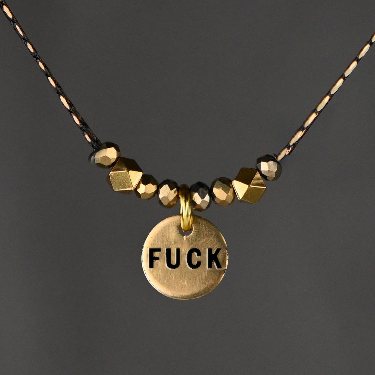 Delicate Beaded FUCK Necklace