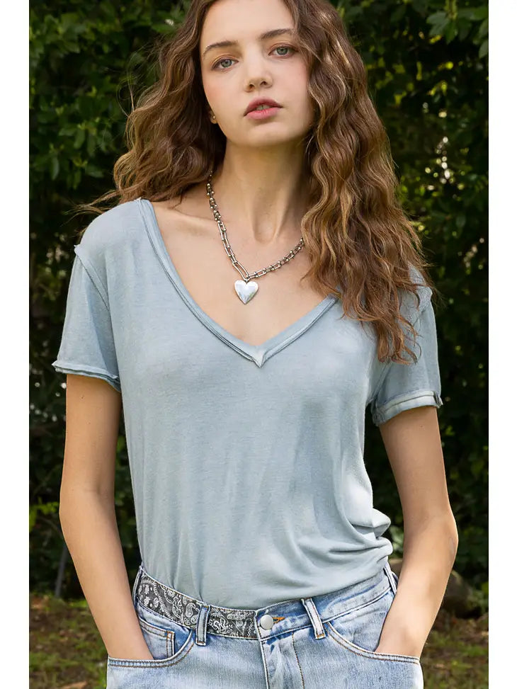 Loose Fit  V Neck Tee, REBELRY BOUTIQUE, Arvada, CO