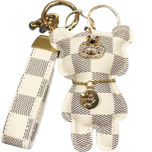 Checkered Bear Keychain