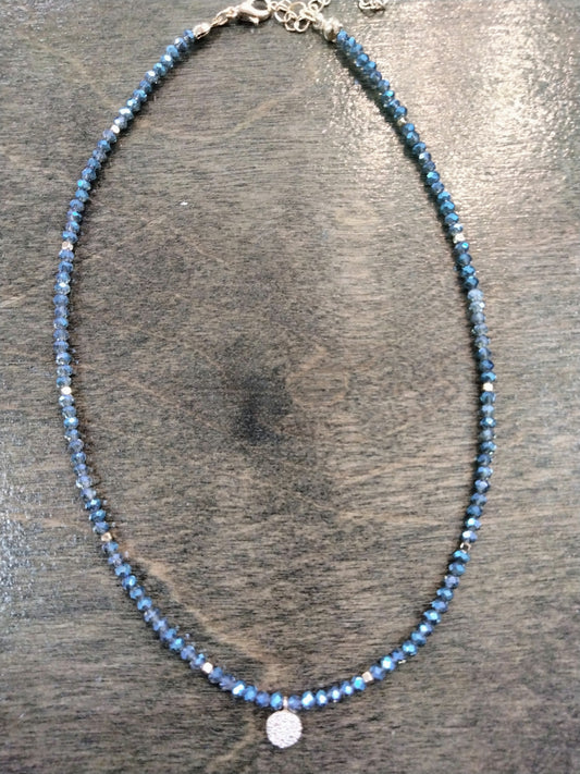 Beaded Necklace With CZ Disk