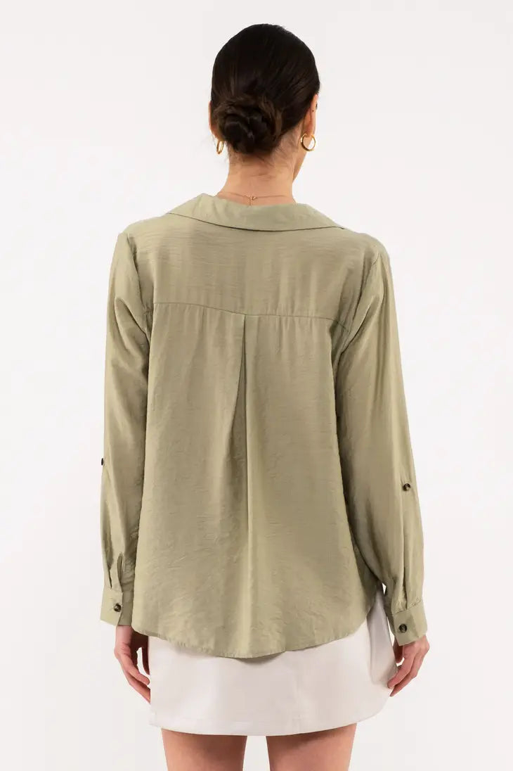 Roll Up Sleeve Pullover Top With Front Pockets, REBELRY BOUTIQUE, Arvada, CO
