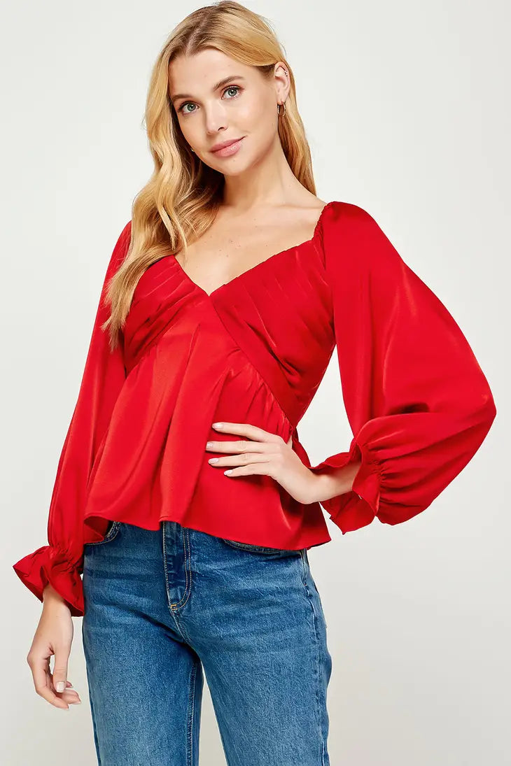  Red Date Night  Top, REBELRY BOUTIQUE