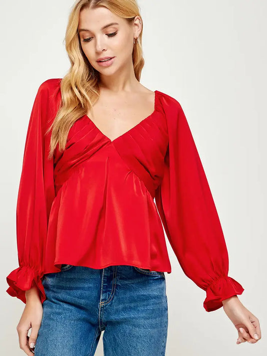 Red Date Night Top, REBELRY BOUTIQUE