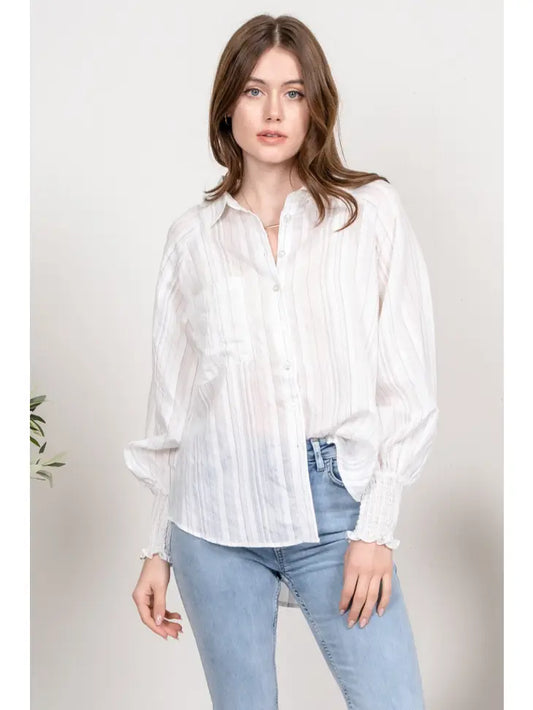 White Button Up Top, REBELRY BOUTIQUE