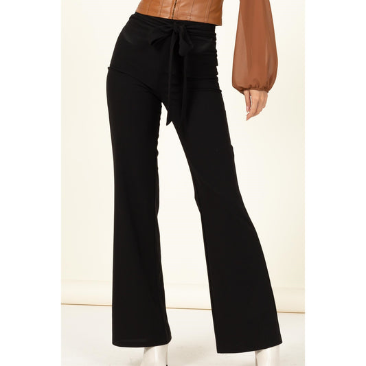 Black High Waisted Tie Front Pant